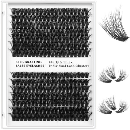 European and American Cross-Border False Eyelashes 60D Hot Melt Hair Large Capacity Dense Curling 14 Rows Segmented Single Cluster Eyelashes