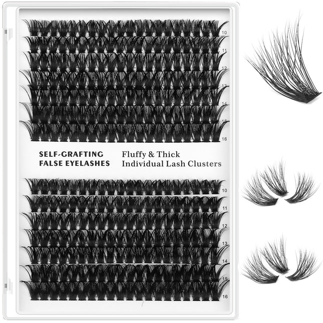 European and American Cross-Border False Eyelashes 60D Hot Melt Hair Large Capacity Dense Curling 14 Rows Segmented Single Cluster Eyelashes