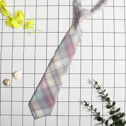 JK Small Tie Women's College Style Lazy Japanese Style Plaid Uniform Shirt Tie Student ins Men's and Women's Short Free Tie