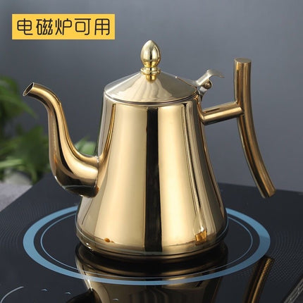Thickened Stainless Steel Kettle Teapot Coffee Pot Oil Pot with Strainer Household Boiling Teapot Universal Flat Bottom Kettle