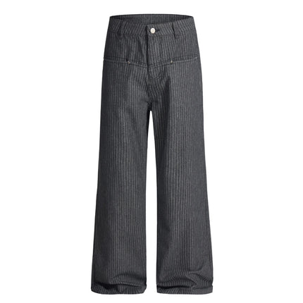 Jiamu American-Style Unisex Casual Pants for Men and Women, High Street Lazy Striped Baggy Drape Slightly Flared Loose Wide-Leg Straight Pants
