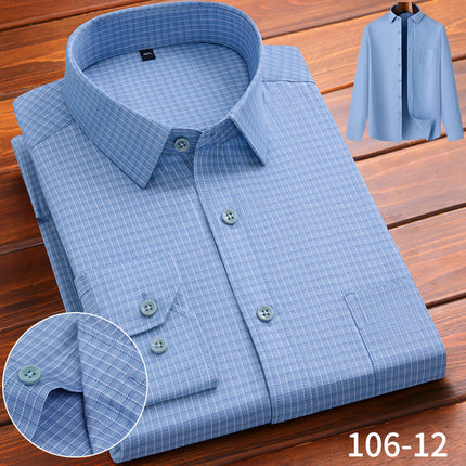 High-End Men's Long-Sleeved Shirts Spring Business Casual Anti-Wrinkle Shirts No-Iron Breathable Formal Cotton Tops for Men