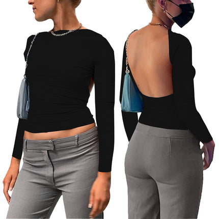 European and American women's new sexy top front and back wear one-shoulder hot girl style nightclub outfit Amazon supply spot