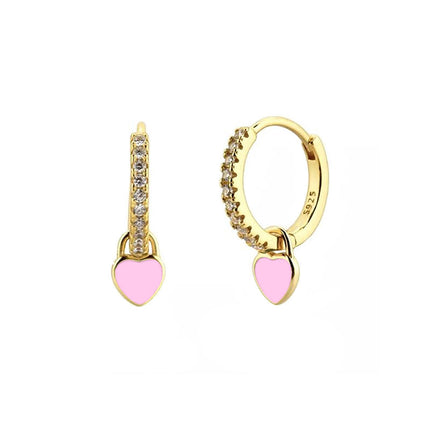 Cross-Border European and American Style Ins-Style Heart-Shaped Earrings with Colorful Zircon, Light Luxury, High-End Fashion and Elegant Earrings