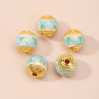 6. light blue lotus pattern round beads 10mm