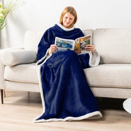 Classic Sherpa Hooded Blanket, Warm and Comfortable, Can Be Worn as a Cape or Shawl, Soft and Suitable for Home Use, Tv-Watching, Lazy Cloud Mink Fleece
