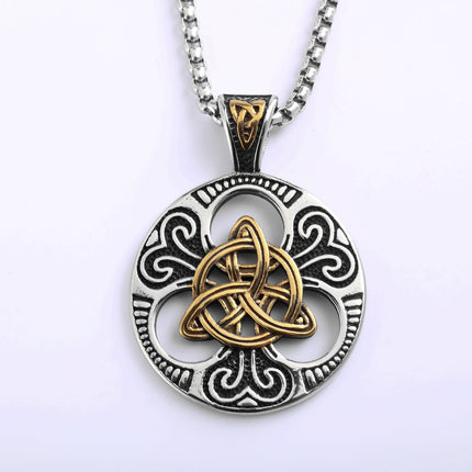 European and American Retro Stainless Steel Pendant Suitable for Men and Women, Single-Sided Celtic Knot Necklace