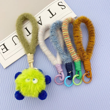 2024 New Stuffed Mobile Phone Lanyard Wrist Strap Multi-Color Short Imitation Mink Mobile Phone Case Lanyard Mobile Phone Chain
