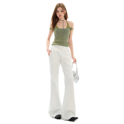 American Style Summer New Lazy Style All-match Tight Waist Slim-fit Slim-fit Loose Mop Pants Casual Micro-horn Sweat Pants for Women