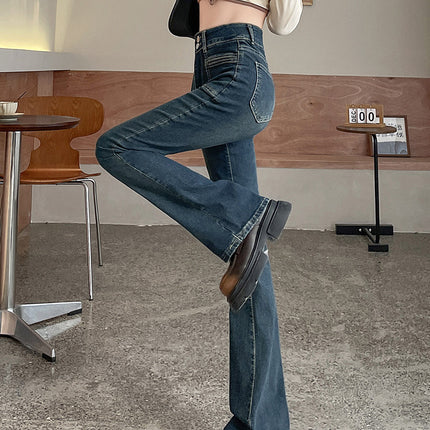 Fleece-lined thick skinny jeans for women 2023 autumn and winter New High waist slim slimming tall mop women's pants
