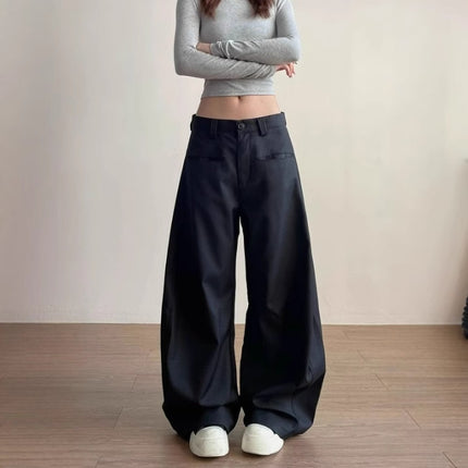 American High Street Cleanfit Silhouette Scimitar Casual Pants Men's Wide-Leg Straight Slim Floor-Length Design Pants