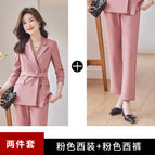 Pink suit + trousers ester fiber 77.6% viscose 17.3% spandex 5.1% / S