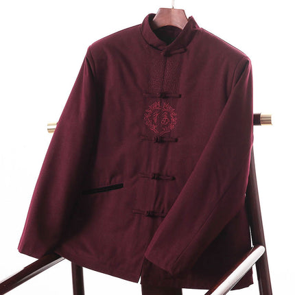 Middle-aged and old Tang suit men's cotton-padded coat for father thickened winter coat for grandfather and old man's birthday Chinese-style cotton-padded jacket