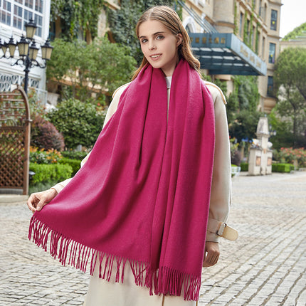 Wool Scarf Autumn and Winter Korean Style Cashmere Scarf Women's Winter New Women's Shawl Pure Color Scarf Versatile