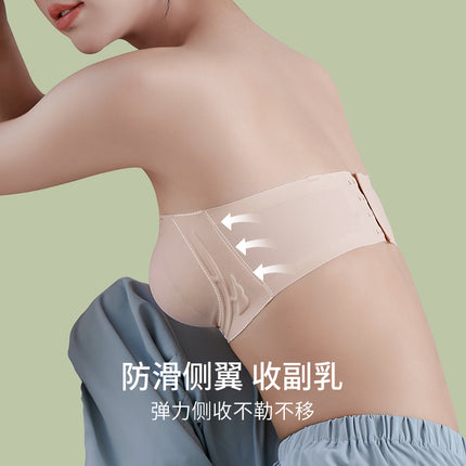 Summer Strapless Thin Small Chest Push-Up Wireless Bra for Women, Anti-Slip Invisible Anti-Exposure Seamless Bra