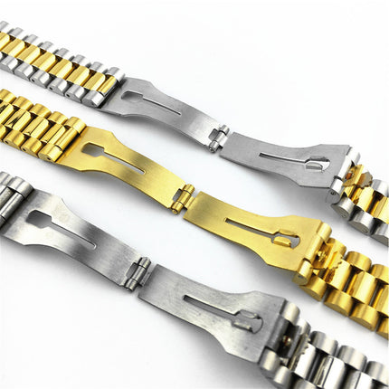 Stainless Steel Three-Bead Solid Watch Strap Rolex Watch Strap Steel Strap Watch Bracelet 13 17 20mm
