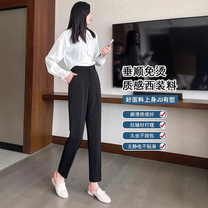 Black Suit Pants for Women, Spring and Summer, Cropped Length, 2025 New Style, Petite, Casual Straight-Leg Pants, Drapey, Professional Cigarette Pants