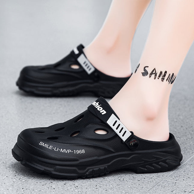 Summer Closed-Toe Sandals with Soft Soles, Non-Slip, Suitable for Outdoor Wear in Summer, Thick-Soled, Comfortable Clogs, Dual-Use Garden Shoes