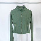 Desert green gold zipper short jacket / 10/xxl code