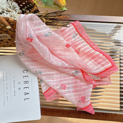 Celebrity style cotton and linen square scarf women's 58cm lightweight breathable small scarf Beautiful atmosphere photography accessories headscarf