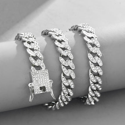 Full diamond Cuban chain European and American hipster hip-hop rap jewelry 10mm Cuban hip-hop jewelry wholesale necklace female Joker