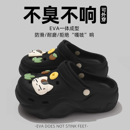 Thick-Soled Croc Shoes Women's Outerwear Summer 2025 New Beach Seaside Baotou Eva Sandals and Slippers Lightweight and Soft Elastic