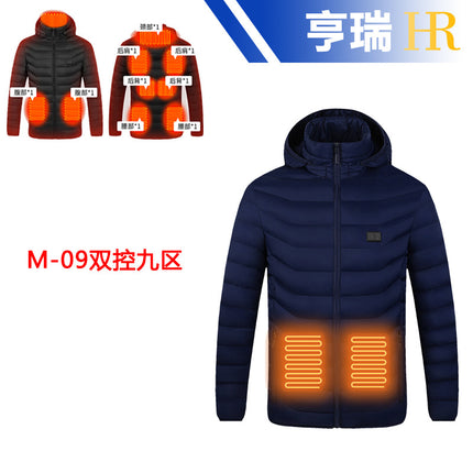 New Autumn and Winter Smart Heating Cotton Clothing for Men and Women, Outdoor Electric Heating Clothing, Multi-Zone Constant Temperature Heating and Warm Hooded Jacket