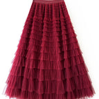 Burgundy / M (17 rows of skirt length 85cm wide)