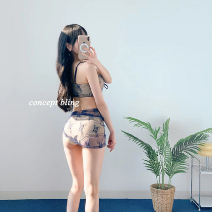 Source Manufacturer's New Sexy Resort Hot Spring Seaside Hottie Retro Skirt Bikini Three-Piece Split Swimsuit