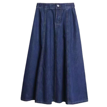 Elasto waist Denim skirt A long large skirt umbrella skirt slim tall plus size 200kg chubby girl skirt