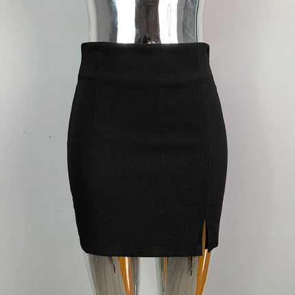 South Korea Dongdaemun slim-fit sexy high waist hip-wrapped split skirt show figure female style lined skirt fashion