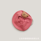 Bear head beret-watermelon red / 3-48 months