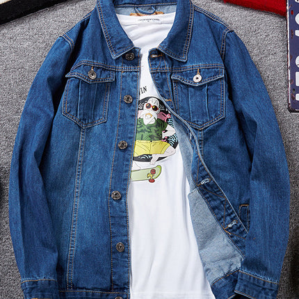 Autumn Temu Plus Size Men's Cross-Border Denim Jacket Plus Fat Plus Size Aliexpress Top Plus Size Amazon Jacket