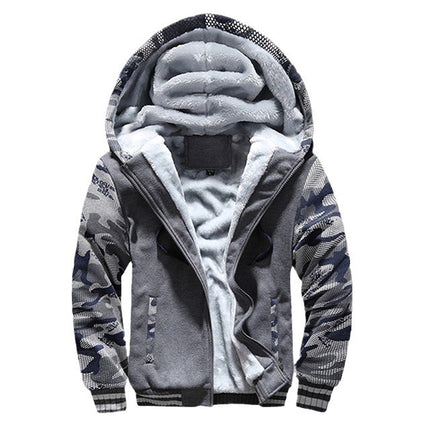 Men's fleece-lined sweater cardigan coat casual hooded thickened autumn fashion comfortable cross-border youth cold-proof coat