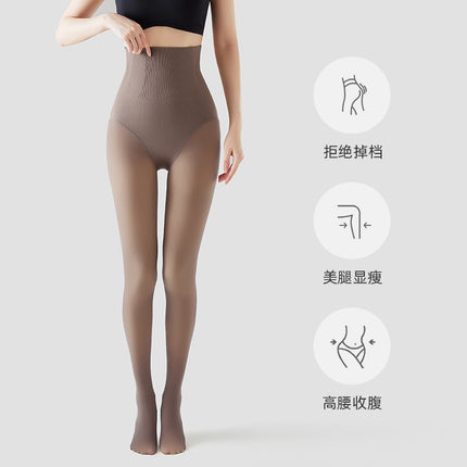 Black Silk Leg-Enhancing Leggings for Women, Faux Sheer, Extended Version for Autumn and Winter, Fleece-Lined, Thickened, Warm Black Stockings, Slimming