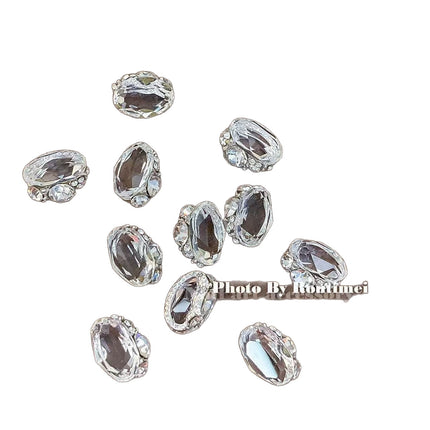New Nail Art Accessories with Transparent Base and Stacked Diamonds, High-End Easy-To-Burst Style, Versatile Pigeon Egg Nail Accessories, Finished Diamonds
