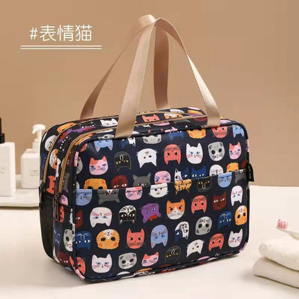 Dry and Wet Separate Cosmetic Bag Portable Large Capacity Toiletry Bag Cartoon Cute Waterproof Polyester Storage Aluminum Foil Insulation Bag