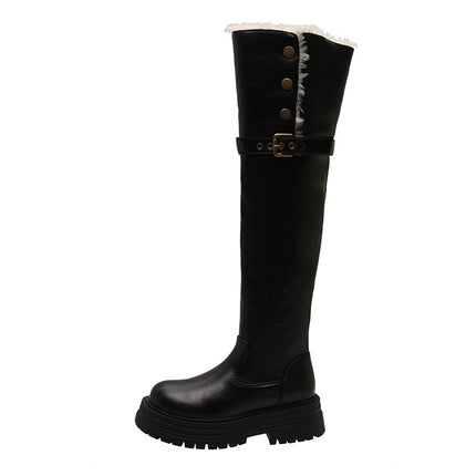 Turn-Over Two-Piece Over-The-Knee Boots for Women 2025 New Thick-Soled Fleece-Lined Warm and Fashionable Snow Boots Slim High Boots
