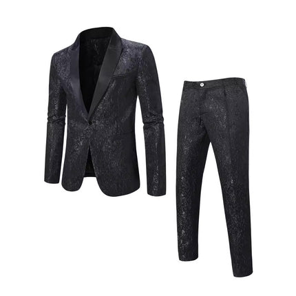 Men's Jacquard Casual Suit suit New Business Two-piece Suit MC Host Evening Dress