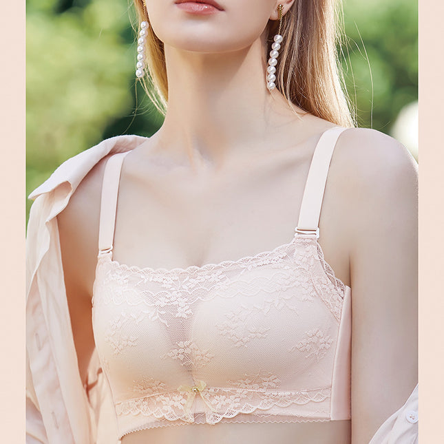 High-end Lace Underwear No Steel Ring No Side Bone Tourmaline Massage Cup Tube Top-up Anti-light Adjustable Bra