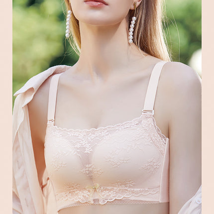 High-end Lace Underwear No Steel Ring No Side Bone Tourmaline Massage Cup Tube Top-up Anti-light Adjustable Bra