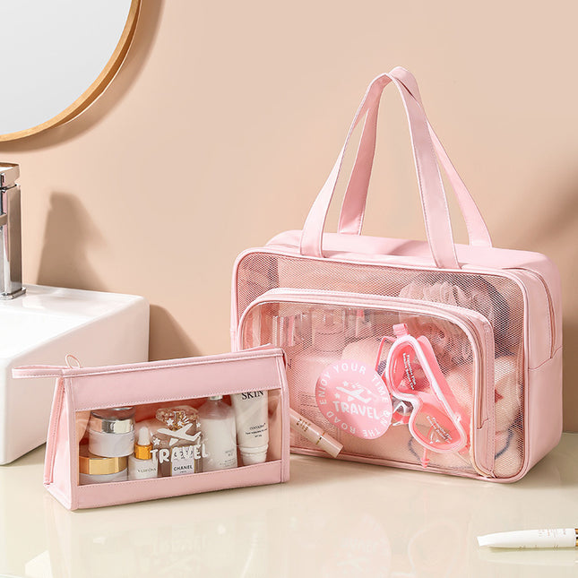 Transparent PVC Wash Bag Portable Shoulder Dry and Wet Separate Bag Swimming Fitness Bath Bag Waterproof Makeup Storage Bag