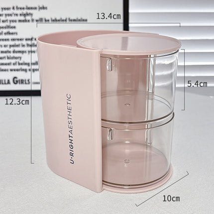 Puff Storage Box Rotating Dustproof Dressing Table Desktop Beauty Makeup Egg Air Cushion Lipstick Makeup Brush Storage Cylinder Storage Rack