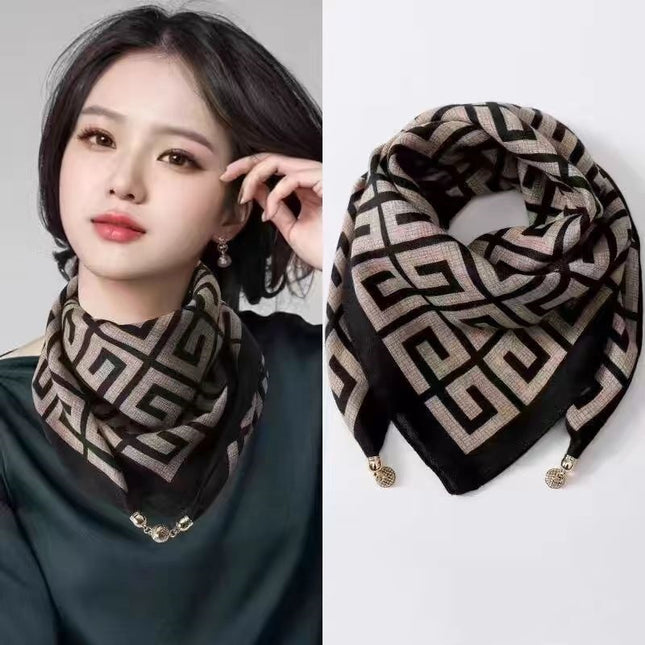 New 65.65 Magnetic Buckle Scarf Women's Square Scarf Winter Lazy Pendant Ins Scarf Scarf Decorative Fashion All-match