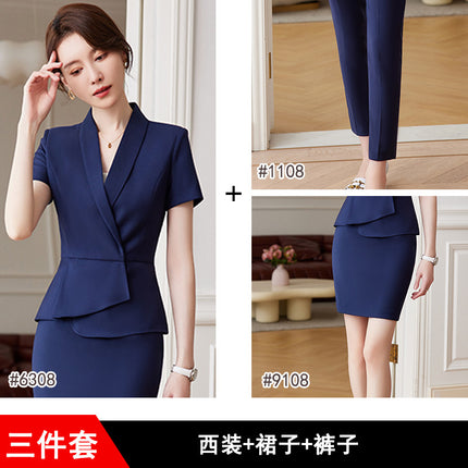 New Professional Suit suit Women's Dress Short Sleeve Suit Jewelry Shop Beauty Salon Hotel Front Desk Manager Work Clothes