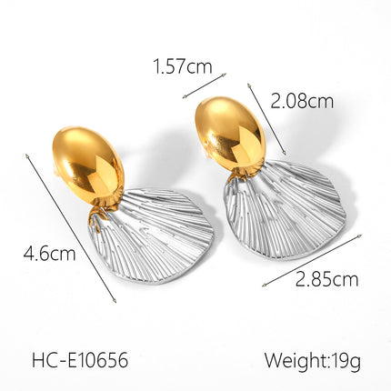 European and American design sense stainless steel earrings gold and silver color matching smooth geometric texture earrings sun five-pointed star earrings for women