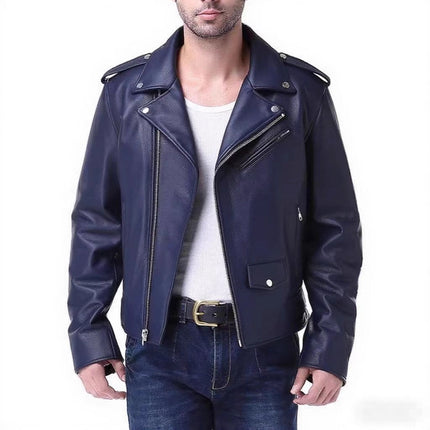 2025 Autumn and Winter New Export European and American Leather Motorcycle Leather Jacket Motorcycle Jacket Men's Aliexpress Casual