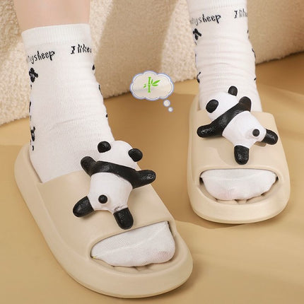 Wen Xiong Summer New Cute Panda Girly Slippers for Home Wear Non-Slip Deodorant EVA Slippers for Women