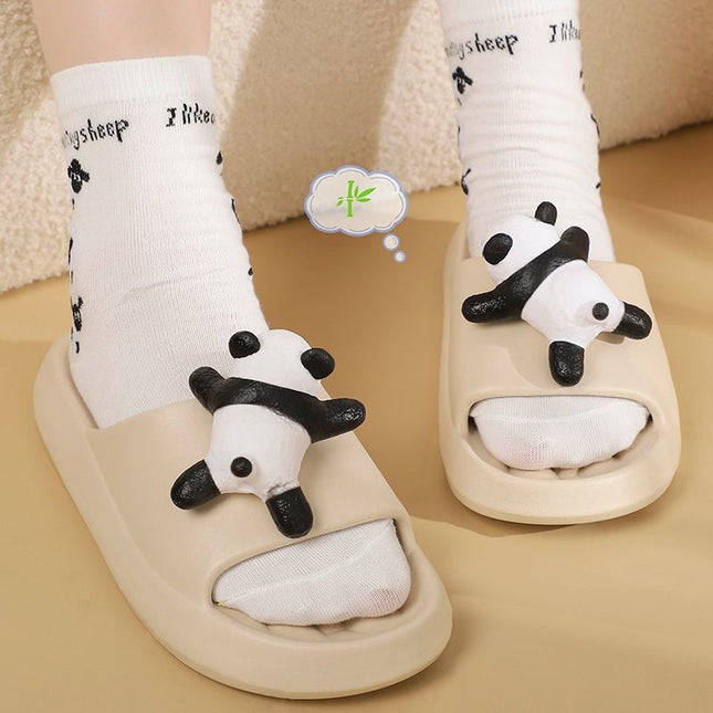 Wen Xiong Summer New Cute Panda Girly Slippers for Home Wear Non-Slip Deodorant EVA Slippers for Women