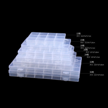 Fixed 24 grid transparent storage box with card slot pp plastic box nail nail box DIY storage box wax grain goo card box